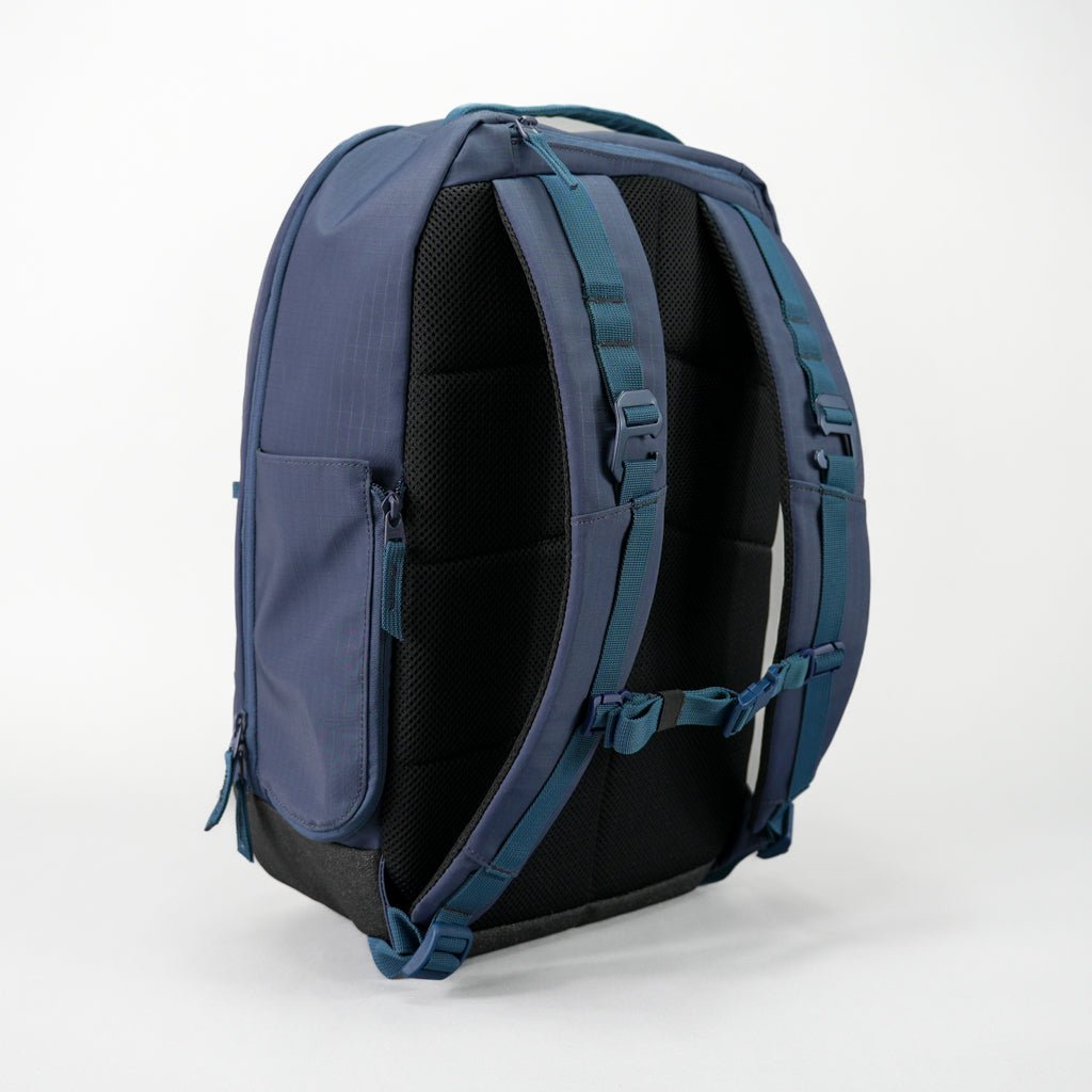 Blue backpack on a white background