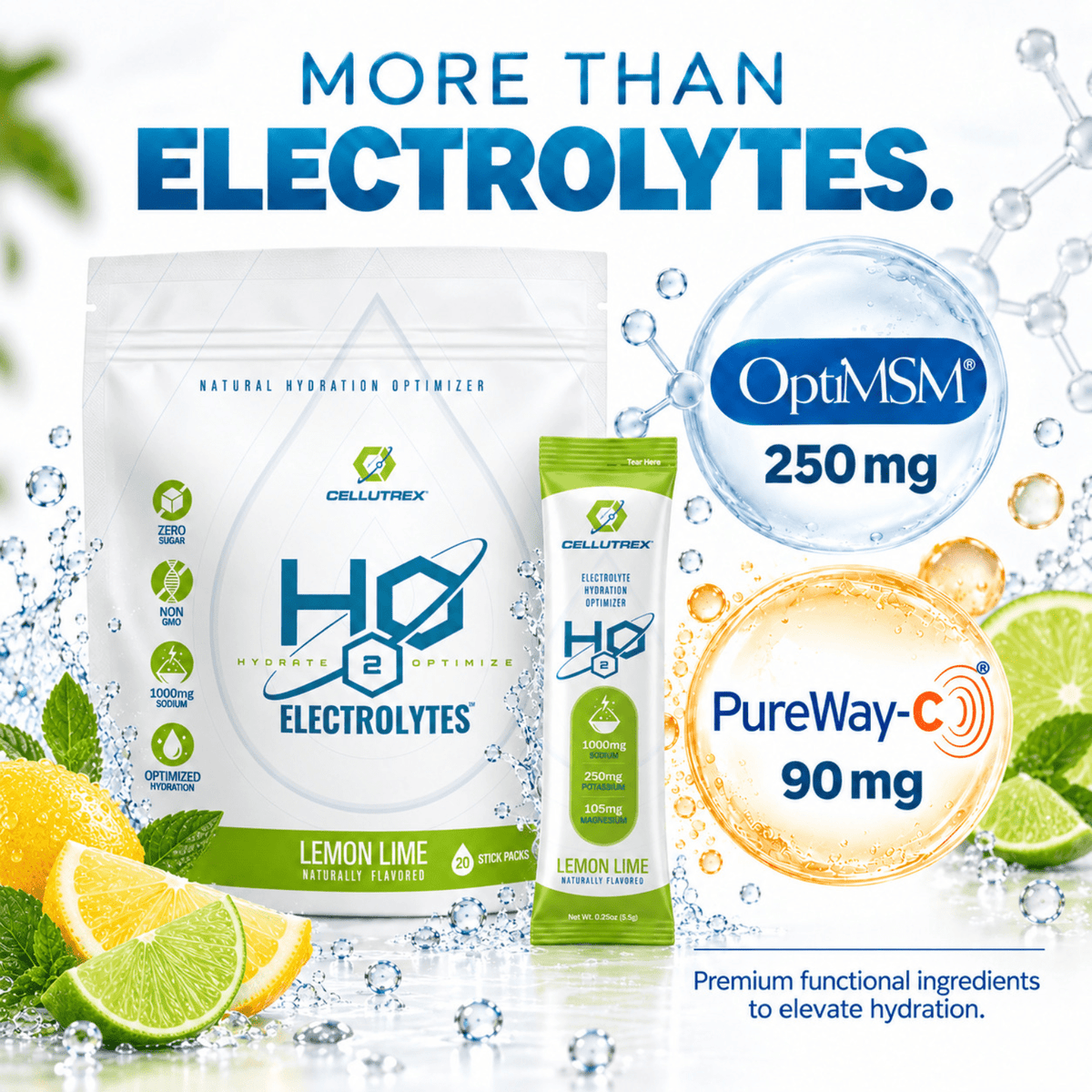 H2O ELECTROLYTES™ - Lemon Lime | Zero Sugar Electrolyte Powder - FORWRD