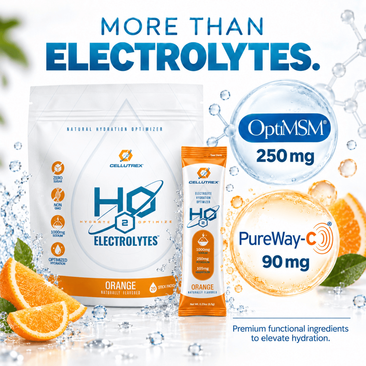 H2O ELECTROLYTES™ - Orange | Zero Sugar Electrolyte Powder - FORWRD