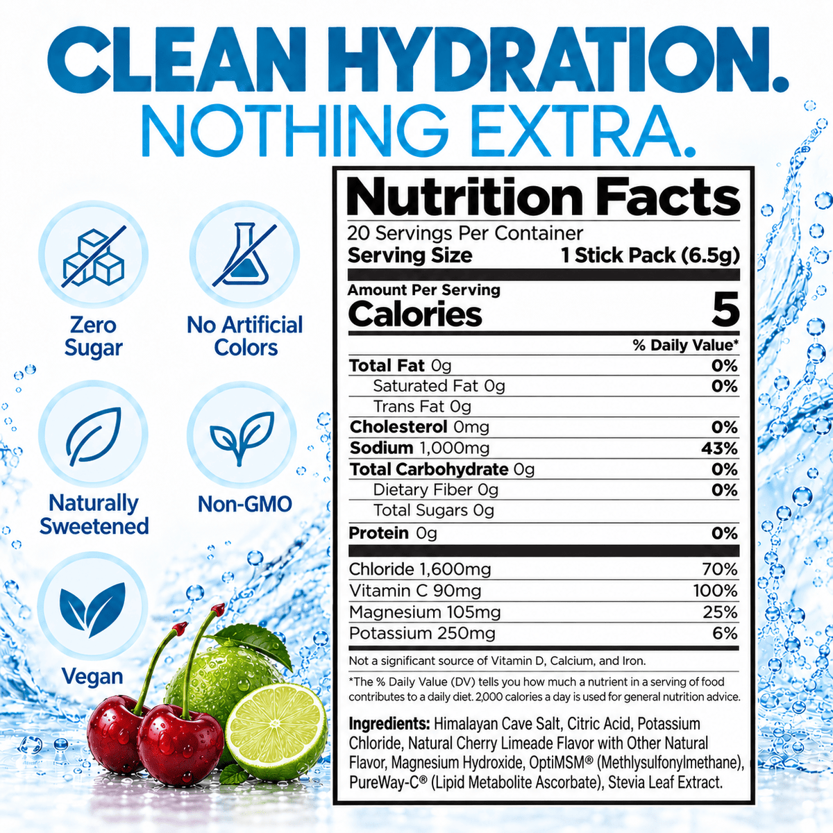 H2O ELECTROLYTES™ - Cherry Limeade | Zero Sugar Electrolyte Powder - FORWRD