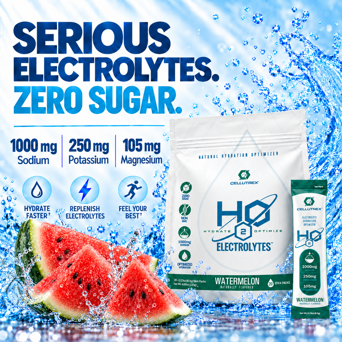 H2O ELECTROLYTES™ - Watermelon | Zero Sugar Electrolyte Powder - FORWRD