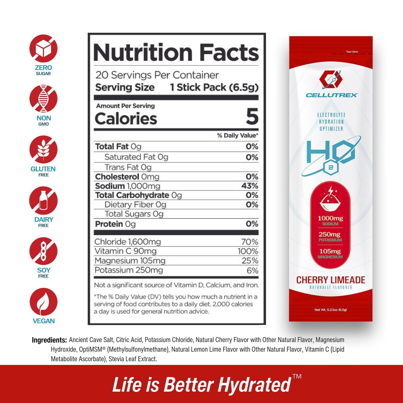 H2O ELECTROLYTES™ - Cherry Limeade | Zero Sugar Electrolyte Powder - FORWRD