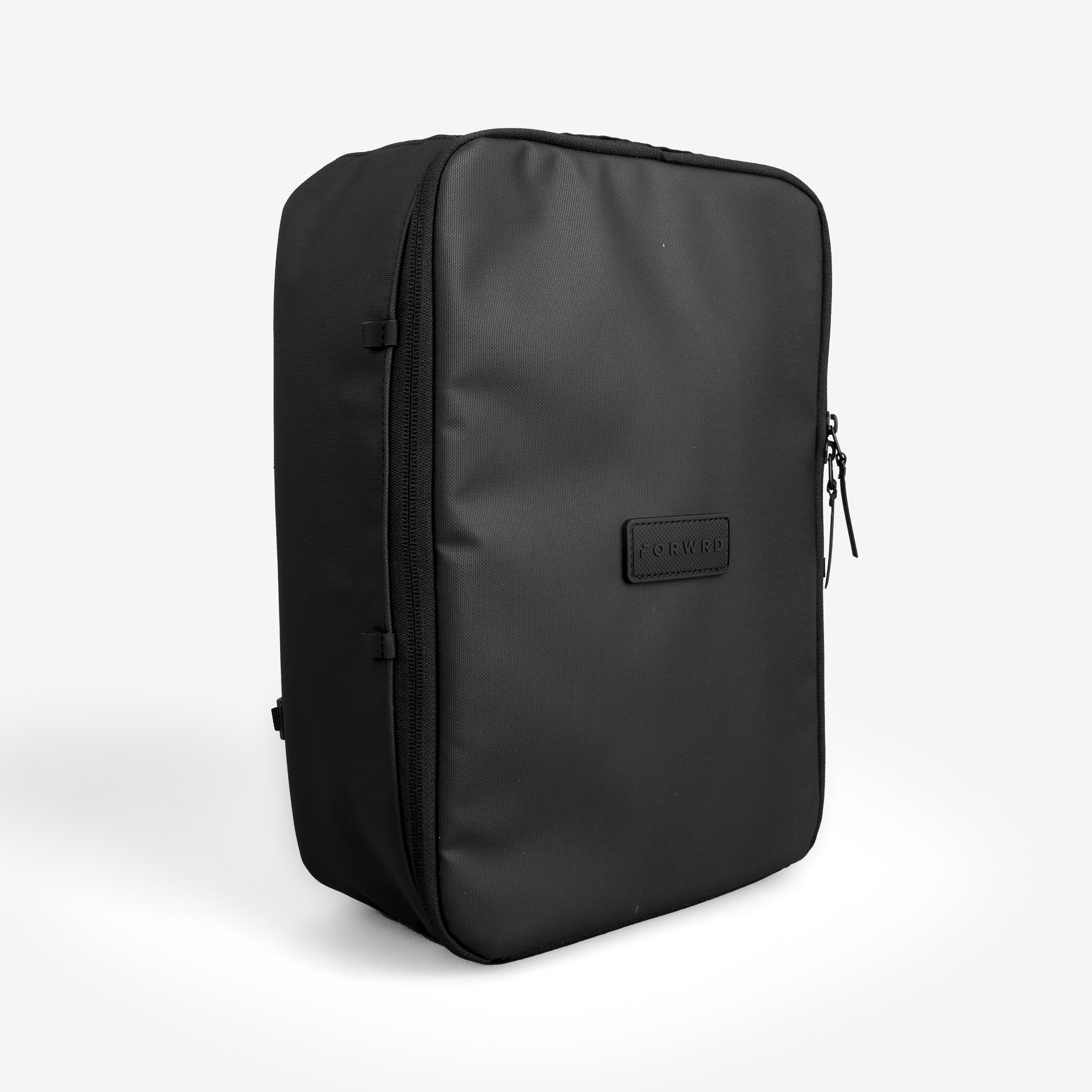 Black shoe cube forwrd logo on a white background