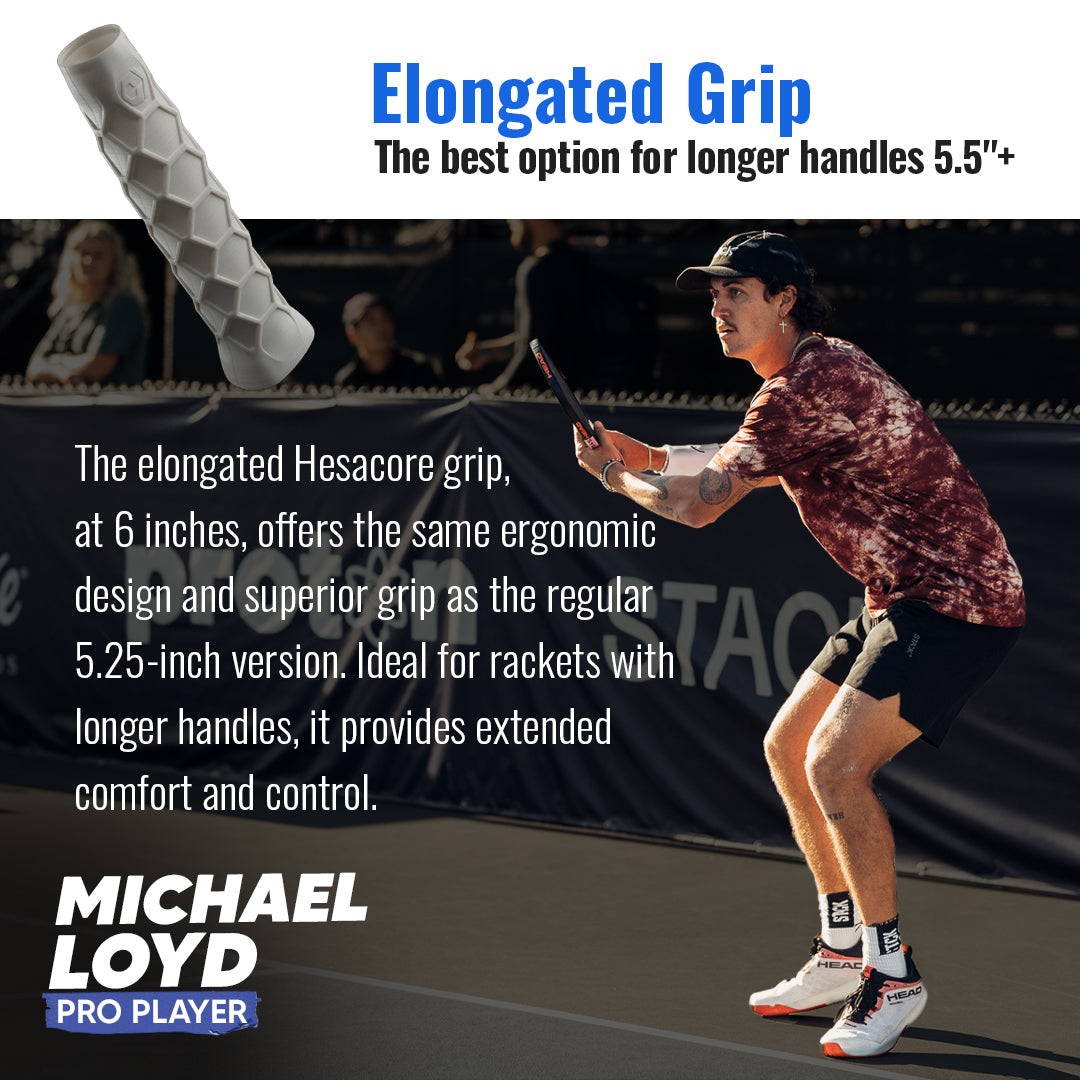 Pickleball Elongated Grip - 6 Inches Long - Regular Soft Feel - White