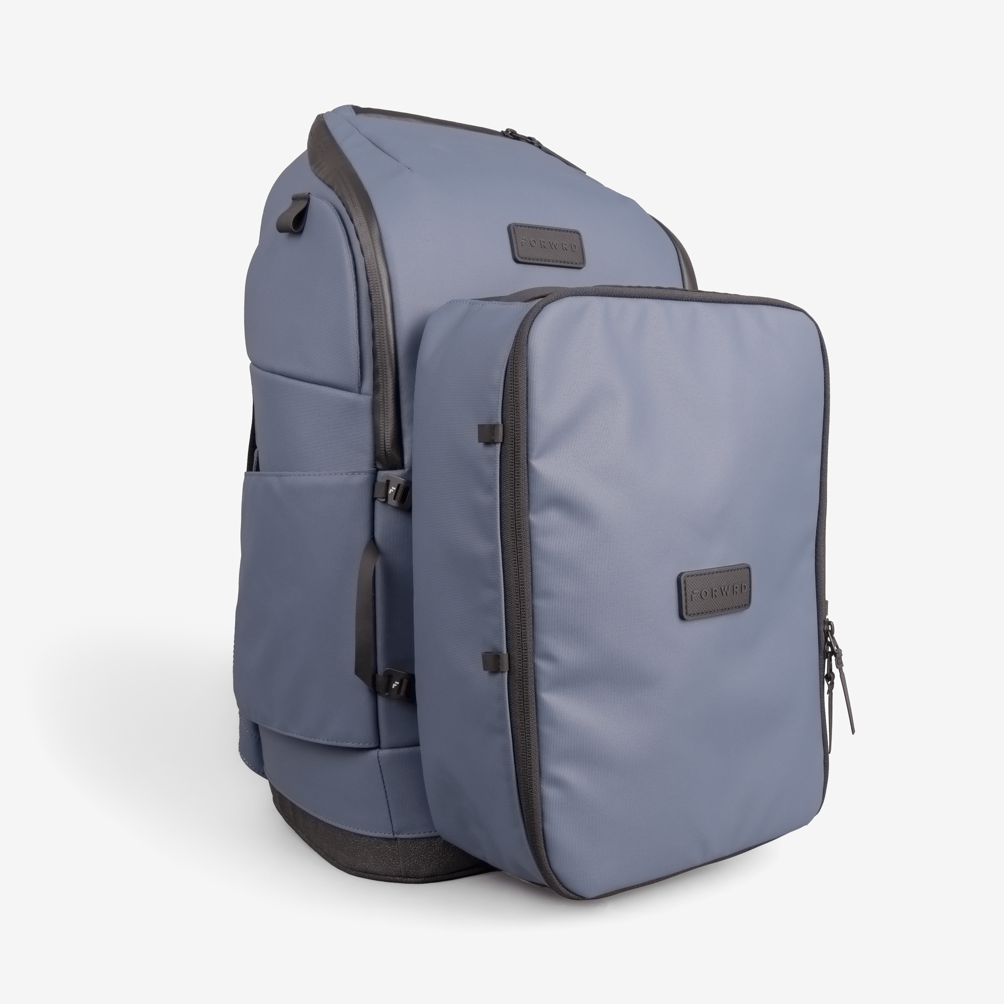 blue FORWRD pickleball bag shown with attached modular shoe cube for expanded storage and gear organization