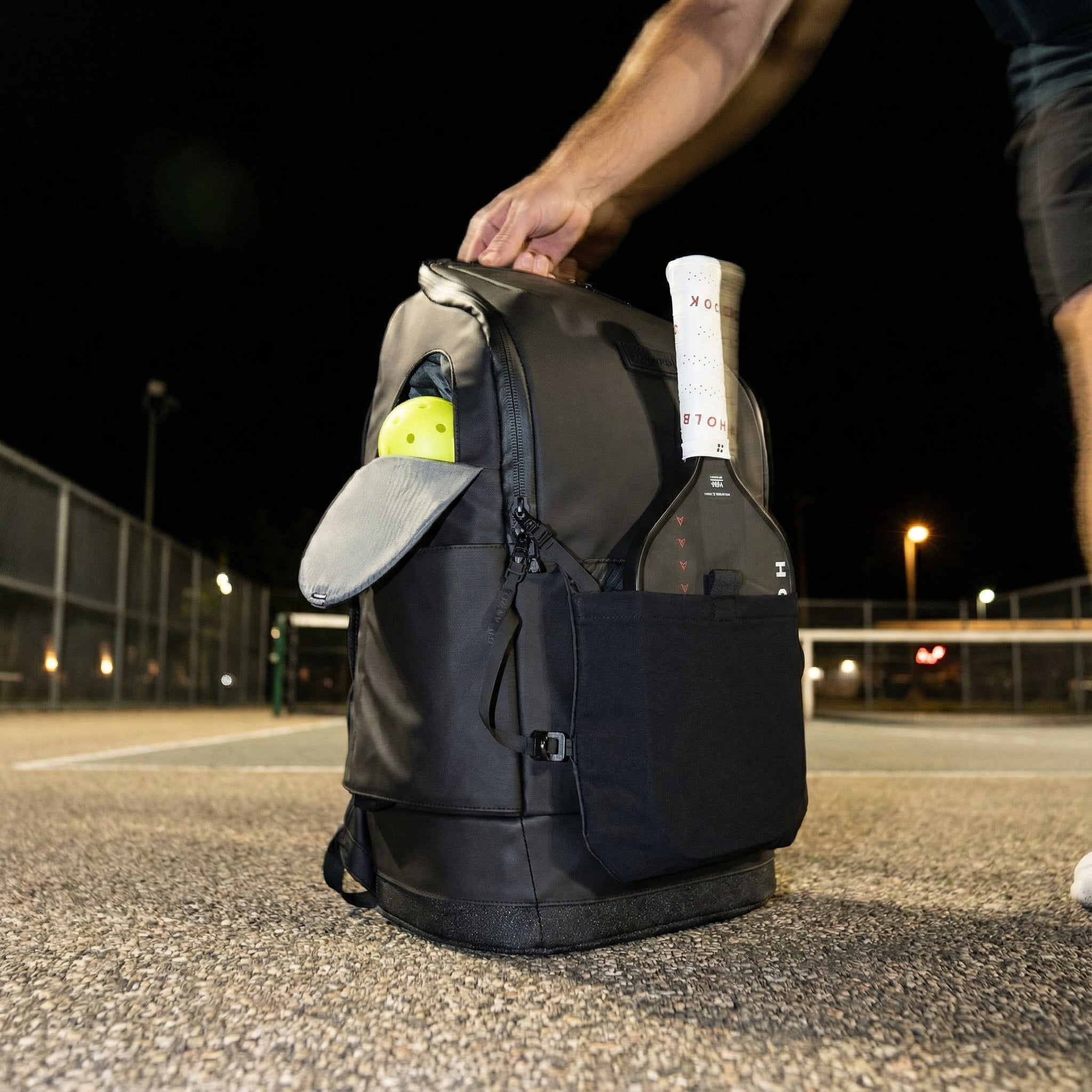 FORWRD Court Caddy standing upright on court surface at night
