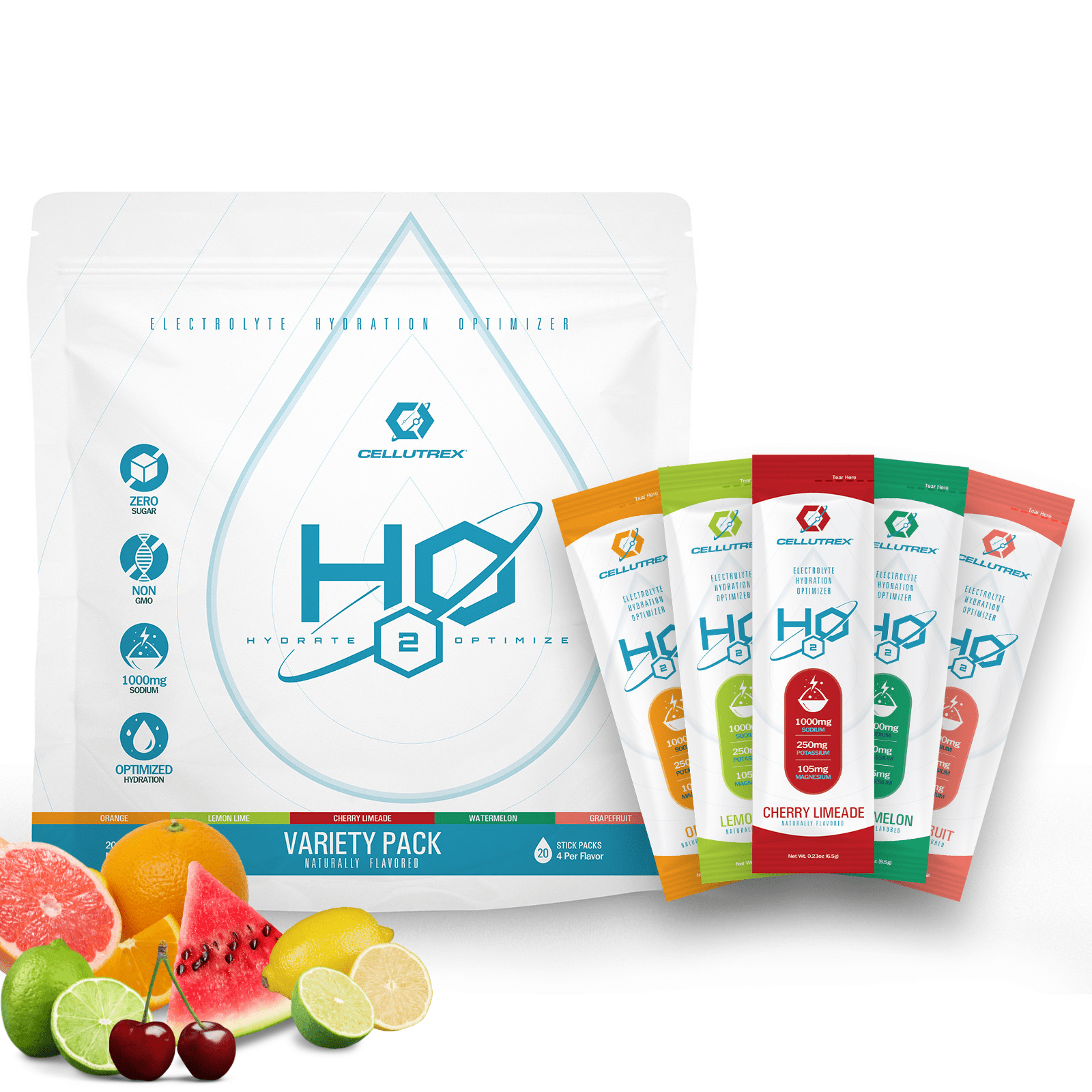 H2O ELECTROLYTES™ - Variety Pack (20 Count) | Zero Sugar Electrolyte Powder