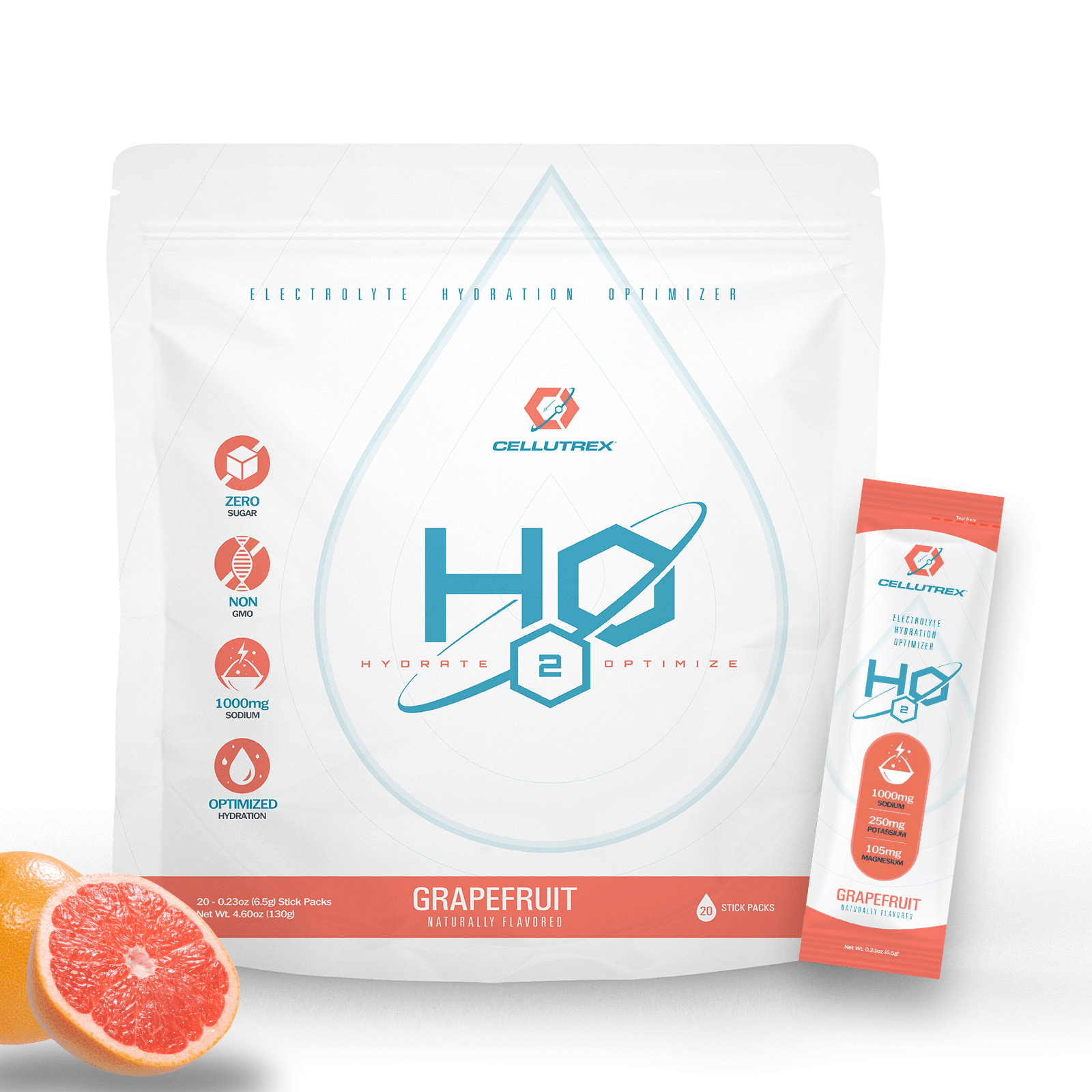H2O ELECTROLYTES™ - Grapefruit | Zero Sugar Electrolyte Powder - FORWRD