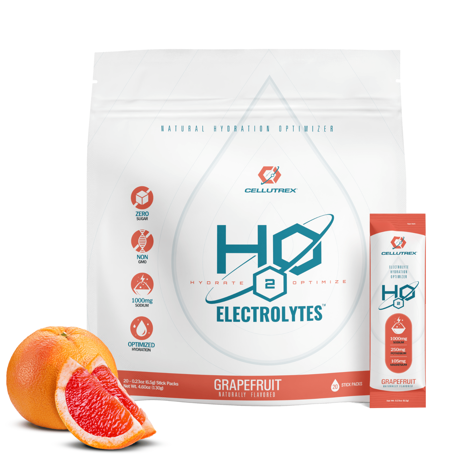 H2O ELECTROLYTES™ - Grapefruit | Zero Sugar Electrolyte Powder - FORWRD