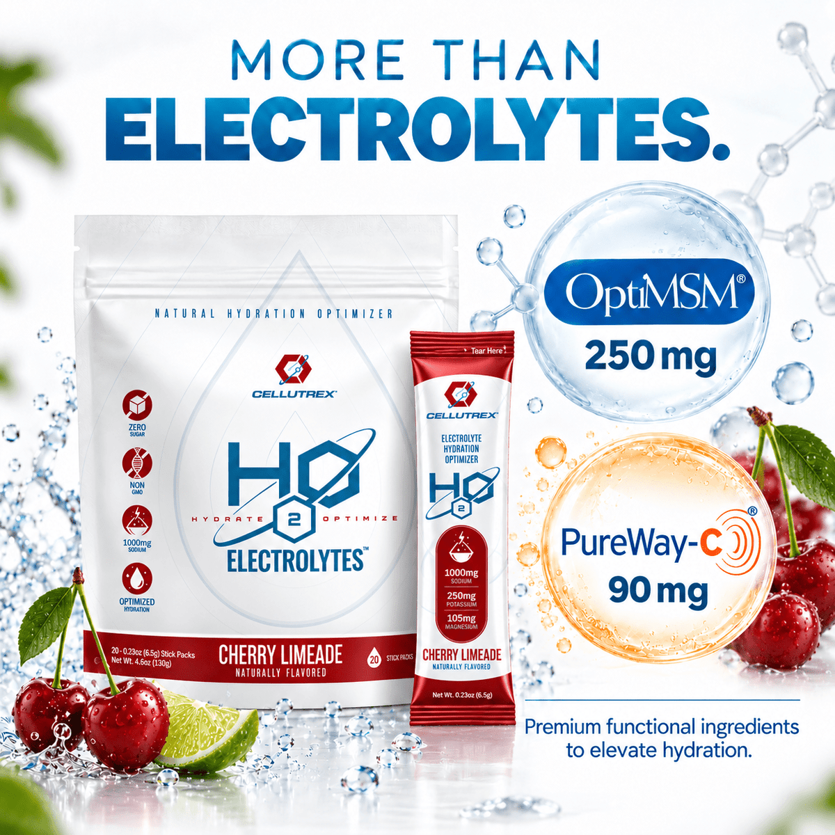 H2O ELECTROLYTES™ - Cherry Limeade | Zero Sugar Electrolyte Powder - FORWRD