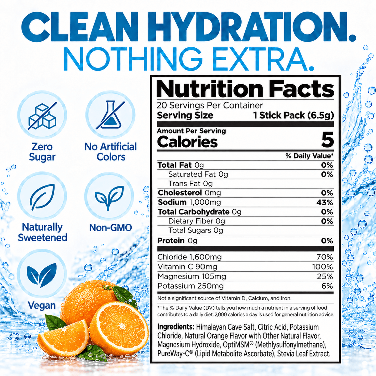H2O ELECTROLYTES™ - Orange | Zero Sugar Electrolyte Powder - FORWRD