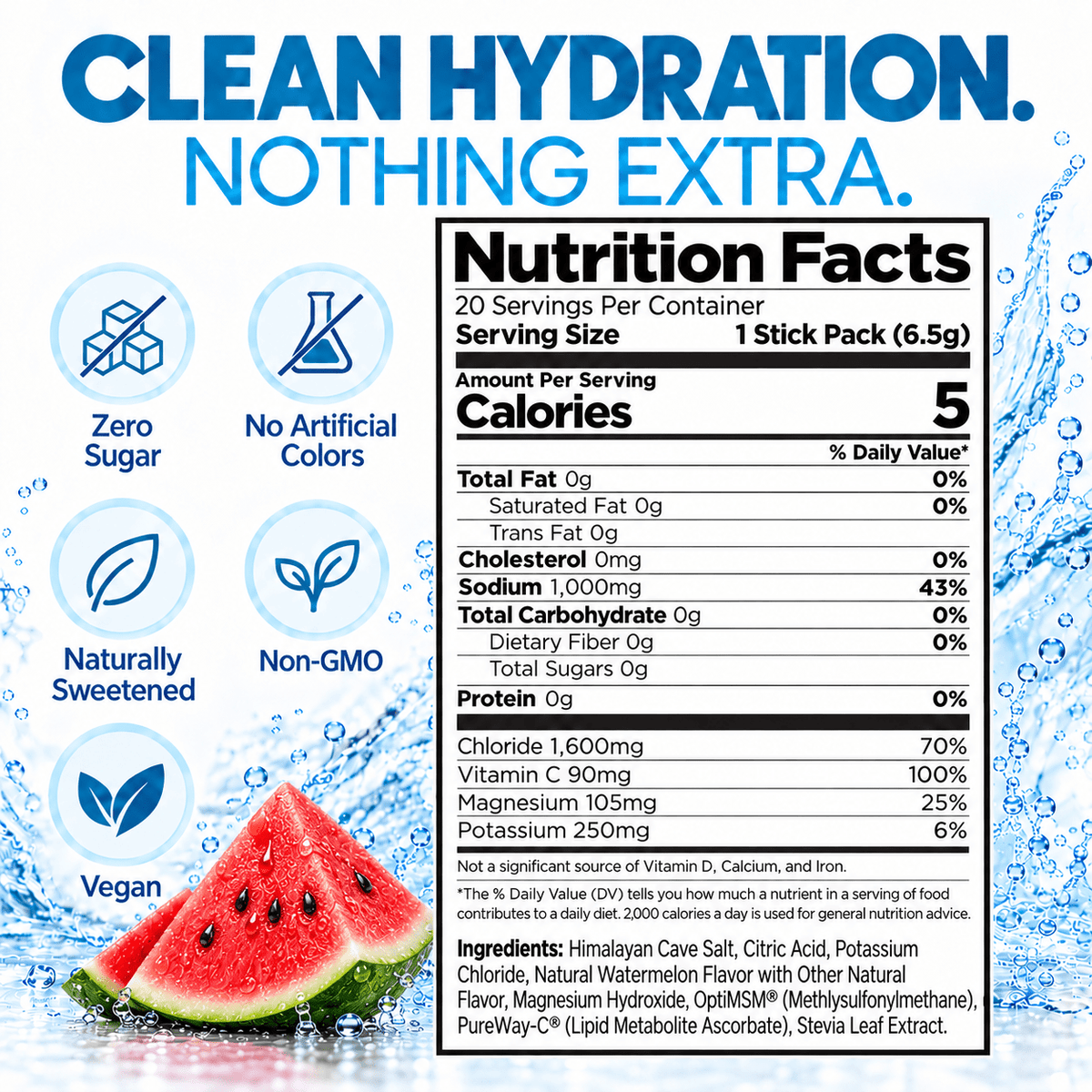 H2O ELECTROLYTES™ - Watermelon | Zero Sugar Electrolyte Powder - FORWRD