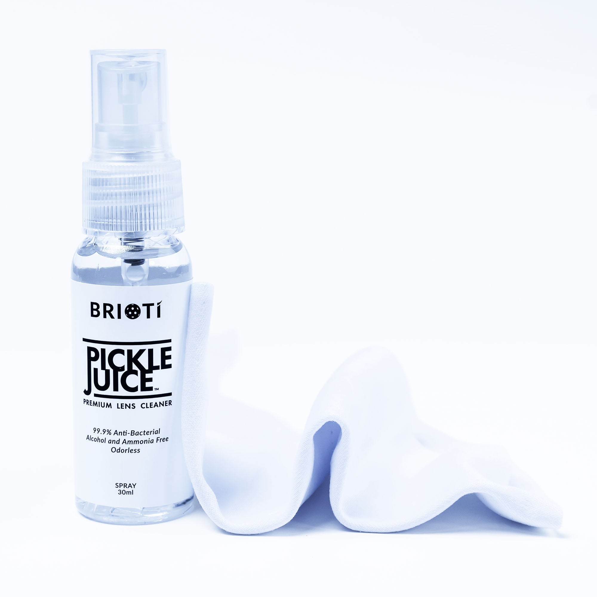 PICKLE JUICE™ Cleaning Kit - FORWRD  -  Hard on sweat and easy on lens coatings, keep your eyewear clean and streak-free with Brioti PICKLE JUICE™. Our alcohol and ammonia free cleaning formula is odorless, and kills 99.9% of bacteria. Don't let dirty lenses keep you from playing your best. NOTE: PICKLE JUICE™ Lens Cleaner is included in your purchase of FOCOS eyewear.