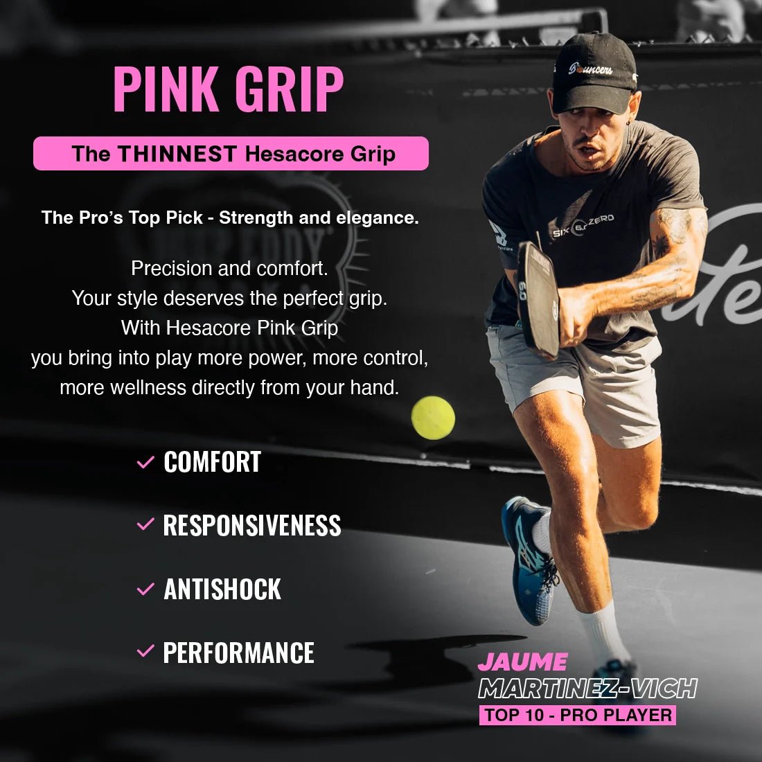 Pickleball Grip - 5.25 Inches Long - Regular Soft Feel - Pink