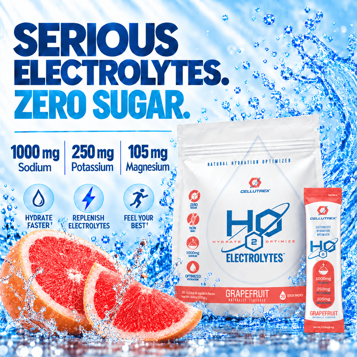 H2O ELECTROLYTES™ - Grapefruit | Zero Sugar Electrolyte Powder - FORWRD