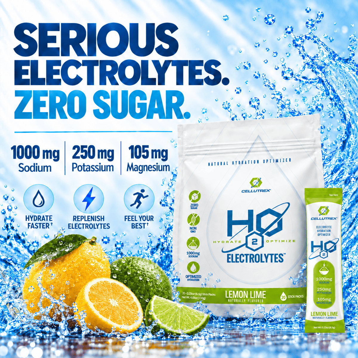 H2O ELECTROLYTES™ - Lemon Lime | Zero Sugar Electrolyte Powder - FORWRD