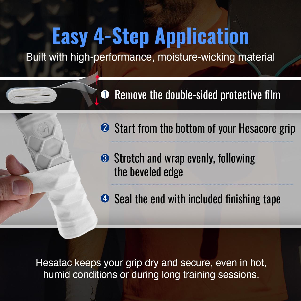 Hesacore Hesatac Overgrip – White (6 & 12 Pack) - FORWRD